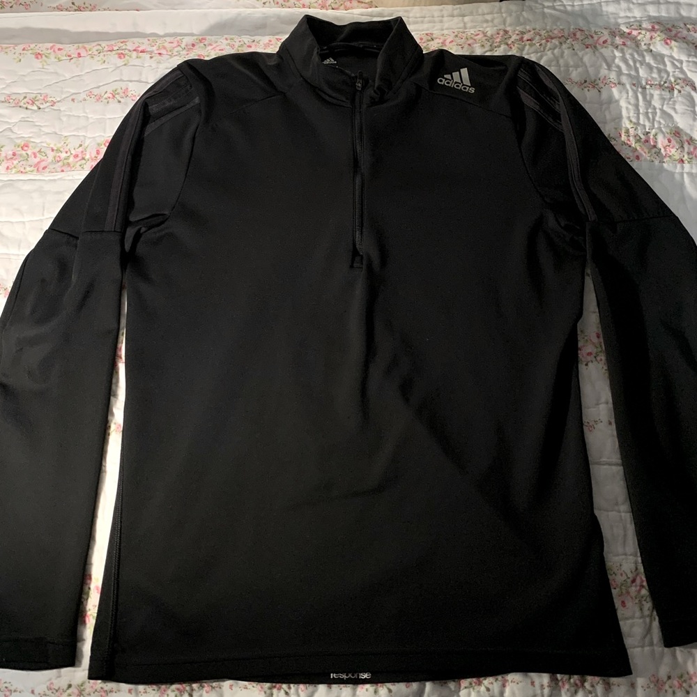 Black Adidas Quarter-Zip Performance Sweater Shirt - Size Small